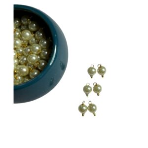 Round Shape Glass Hanging Beads 6mm for Jewelry Making, Embroidery, Necklace, Earring, Bracelet, Dresses (Pack of 100 pcs) (Cream)