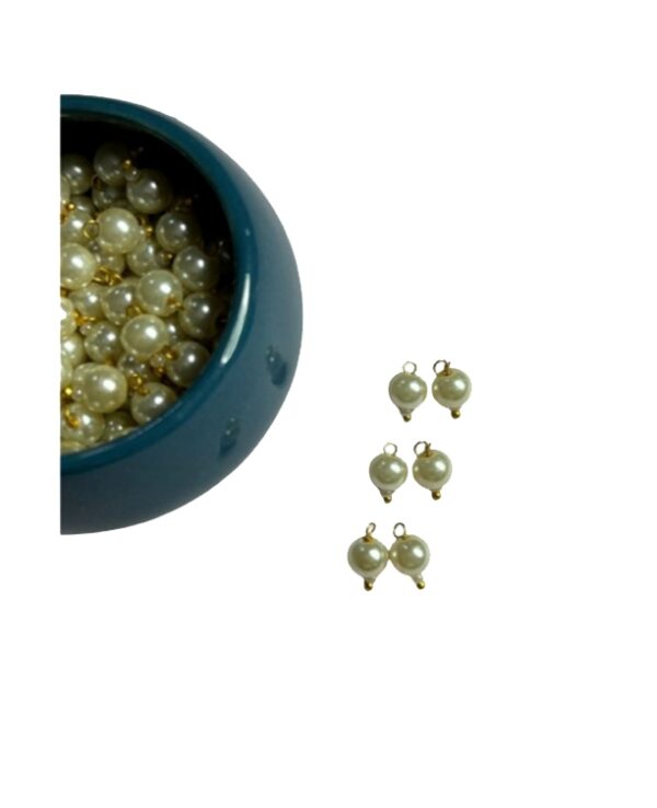 Round Shape Glass Hanging Beads 6mm for Jewelry Making, Embroidery, Necklace, Earring, Bracelet, Dresses (Pack of 100 pcs) (Cream)