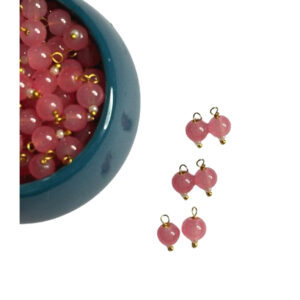 Round Shape Glass Hanging Beads 6mm for Jewelry Making, Embroidery, Necklace, Earring, Bracelet, Dresses (Pack of 100 pcs) (Gajari Pink)
