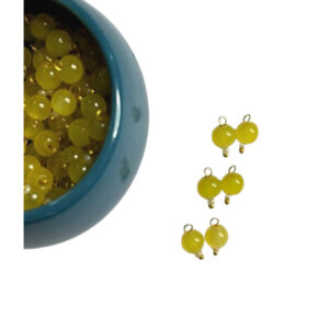 Round Shape Glass Hanging Beads 6mm for Jewelry Making, Embroidery, Necklace, Earring, Bracelet, Dresses (Pack of 100 pcs) (Yellow)