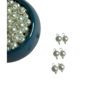 Round Shape Glass Hanging Beads 6mm for Jewelry Making, Embroidery, Necklace, Earring, Bracelet, Dresses (Pack of 100 pcs) (Pearl White)