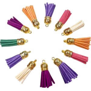 Artificial Leather Tassels with Gold Cap for Keychain, Embroidery, Craft, Decoration Purpose 4cm (Pack of 25pcs)