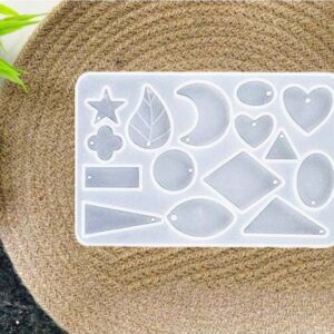 Dangling Earrings Silicone Mould, Geometric Flexible Decorative Fashion Jewelry Pendant Necklace Mould (15 Cavity) (Pack of 1pc)