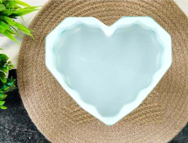 Diamond Cut Heart Shape Coaster Silicone Mould, Agate Slice Coaster Mould (5 Inch) (Pack of 1pc)