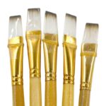 Flat Paint Brushes with Soft Synthetic Washable Bristles and Wooden Handle for Canvas Painting, Watercolor, Acrylic and Oil Painting (Set of 5pcs)
