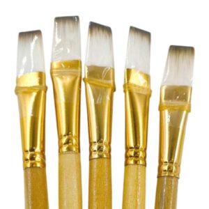 Flat Paint Brushes with Soft Synthetic Washable Bristles and Wooden Handle for Canvas Painting, Watercolor, Acrylic and Oil Painting (Set of 5pcs)