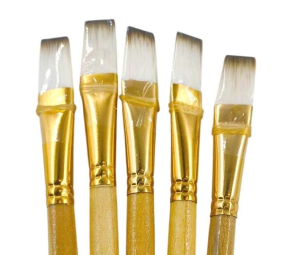Flat Paint Brushes with Soft Synthetic Washable Bristles and Wooden Handle for Canvas Painting, Watercolor, Acrylic and Oil Painting (Set of 5pcs)