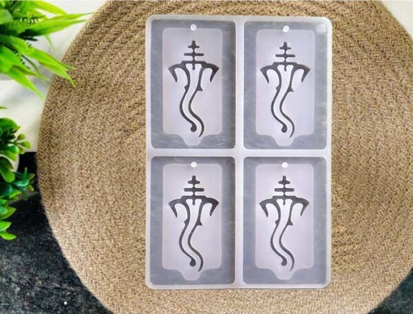 4 Cavity Ganpatiji (Ganesh) Keychain Mould (16cm x 11cm) (Pack of 1pc)