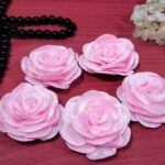 Artificial Glitter Fabric Rose Flowers 5.5cm for Home Decoration, Dress, Boutique, DIY Art Craft (Pack of 5 Pcs) (Baby Pink)