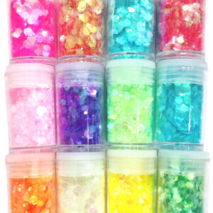 Glitter Sequins - 12 Color Set for Resin Art, Nail Art, Body Art, Jewellery, DIY Art & Craft, Decoration Projects (Pack of 12 Bottles/Approx. 100 Gms.) (Glow in Dark)