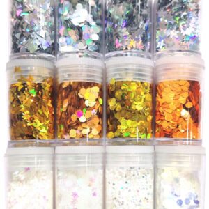 Multi Design Glitter Sequins Set of 12 Colors for Resin Art, Nail Art, Body Art, Jewellery, DIY Art & Craft, Decoration Projects (Pack of 12 Bottles/Approx. 100 Gms.) (Multi Shapes)