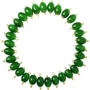 Opaque Oval Shape Glass Hanging Beads 8mm for Jewellery Making/Necklace/Earring/Bracelet/Embroidery/Dress (Pack of 100 Pcs.) (Green)