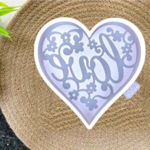 Heart Shape Tea Cup Mat with Love Design Silicone Resin Moulds for Flowers Preservation, Resin Art Casting, DIY Wedding, Home Decors (4 Inch) (Pack of 1pc)
