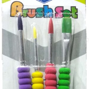 Keep Smiling Round and Flat Brushes For School Projects and Craft (Set of 4 Brushes)
