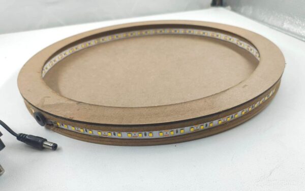 MDF Circle Frame for Wall Hanging, Home Decoration, Photo Frame, Clock Making with 2 Side LED Lights (Pack of 1 pc)