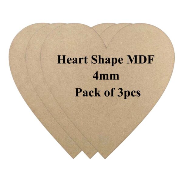 Heart Shape MDF Boards for Art & Craft Projects, Resin, Lippan, Mandala, Painting, Wall Hanging, Decoration (Pack of 3pcs)