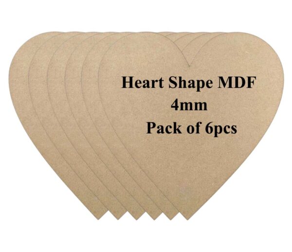 Heart Shape MDF Boards for Art & Craft Projects, Resin, Lippan, Mandala, Painting, Wall Hanging, Decoration (Pack of 6pcs)