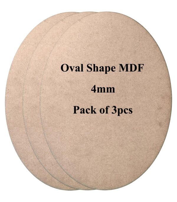 Oval Shape MDF Boards for Art & Craft Projects, Resin, Lippan, Mandala, Painting, Wall Hanging, Decoration (Pack of 3pcs)