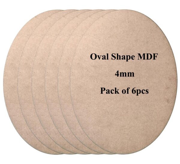 Oval Shape MDF Boards for Art & Craft Projects, Resin, Lippan, Mandala, Painting, Wall Hanging, Decoration (Pack of 6pcs)