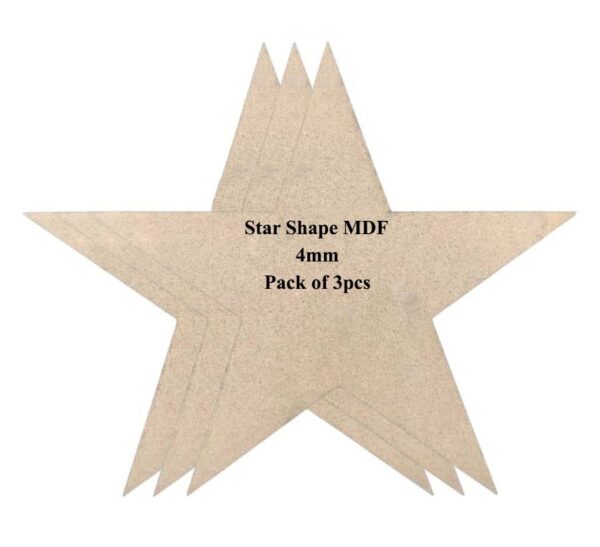 Star Shape MDF Boards for Art & Craft Projects, Resin, Lippan, Mandala, Painting, Wall Hanging, Decoration (Pack of 3pcs)
