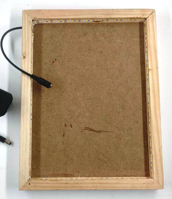 Pinewood Rectangle Shape Tray with LED Lights Inside and With MDF Base (Pack of 1pc) - Image 2