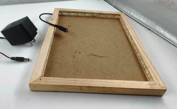 Pinewood Rectangle Shape Tray with LED Lights Inside and With MDF Base (Pack of 1pc)
