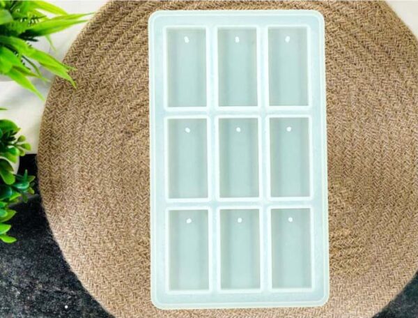Rectangle Keychain Mould, Jewellery Casting Molds, Pendant Resin Moulds with Hanging Hole (Pack of 1pc)