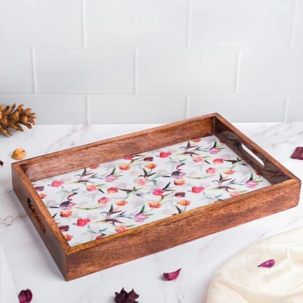 Rectangle Shape MDF Wooden Serving Trays (Sizes: 16" x 12" / 12" x 10" / 10" x 8" / 8" x 6") (Set of 4 Trays) - Image 3