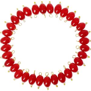 Opaque Oval Shape Glass Hanging Beads 8mm for Jewellery Making/Necklace/Earring/Bracelet/Embroidery/Dress (Pack of 100 Pcs.) (Red)