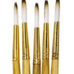 Round Paint Brushes with Soft Synthetic Washable Bristles and Wooden Handle for Canvas Painting, Watercolor, Acrylic and Oil Painting (Set of 5pcs)