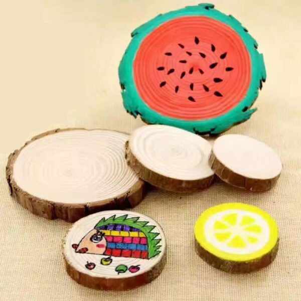 Round Wooden Log Natural Bark Coaster/Slices for DIY Craft (Pack of 1pc) - Image 2