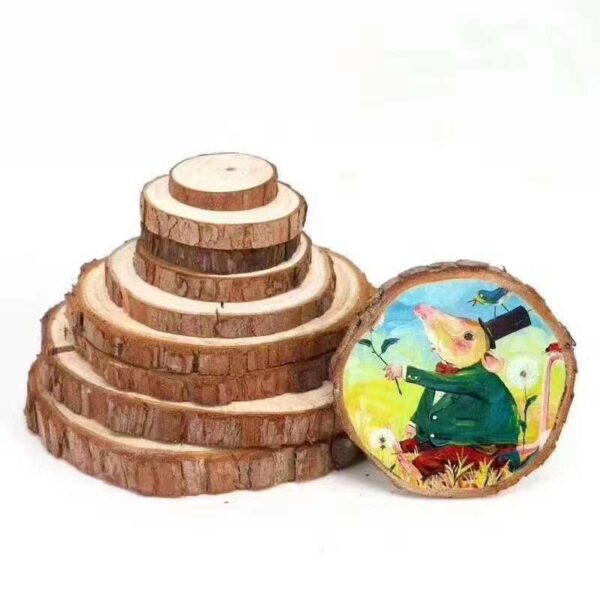 Round Wooden Log Natural Bark Coaster/Slices for DIY Craft (Pack of 1pc) - Image 3