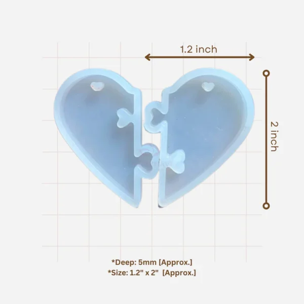 2 pcs Heart Pendant Keychain Mould (2.5 Inch x 2 Inch) - Image 2