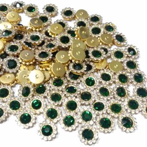 Stone Flower for Embroidery, Clothes, Blouse, Saree, Dress Decoration (Pack of Approx 250 Pcs/125 GMS) (Green)