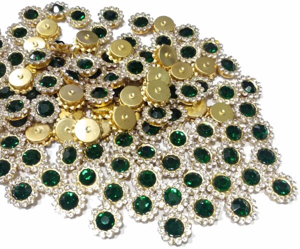Stone Flower for Embroidery, Clothes, Blouse, Saree, Dress Decoration (Pack of Approx 250 Pcs/125 GMS) (Green)