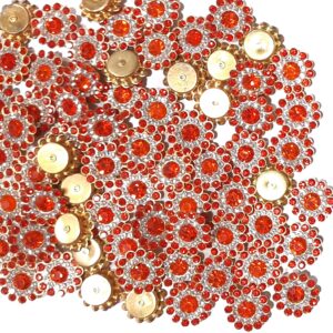 Stone Flower for Embroidery, Clothes, Blouse, Saree, Dress Decoration (Pack of Approx 250 Pcs/125 GMS) (Orange)