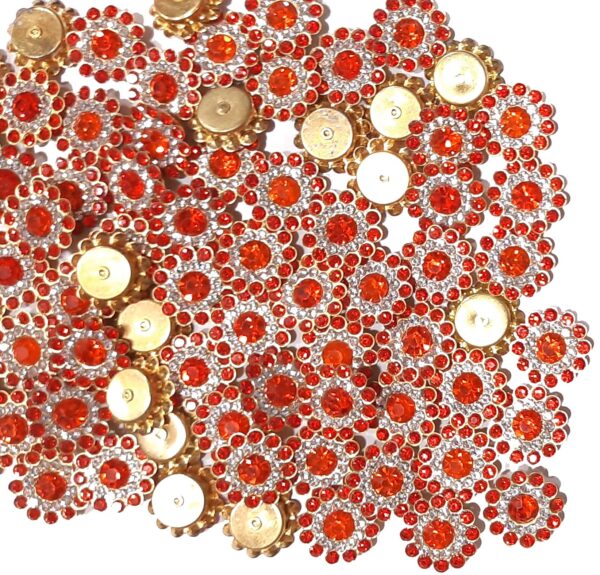 Stone Flower for Embroidery, Clothes, Blouse, Saree, Dress Decoration (Pack of Approx 250 Pcs/125 GMS) (Orange)