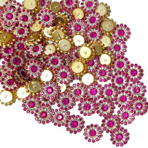 Stone Flower for Embroidery, Clothes, Blouse, Saree, Dress Decoration (Pack of Approx 250 Pcs/125 GMS) (Rani Pink)