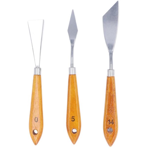 3 Pcs Artist Stainless Steel Palette Knife Set Oil Painting Accessories for Color Mixing Spreading Applying Oil Acrylic Paint Painting