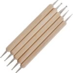 Double Ended Stainless Steel Ball Stylus with Wooden Handle (Set of 5 Pcs)