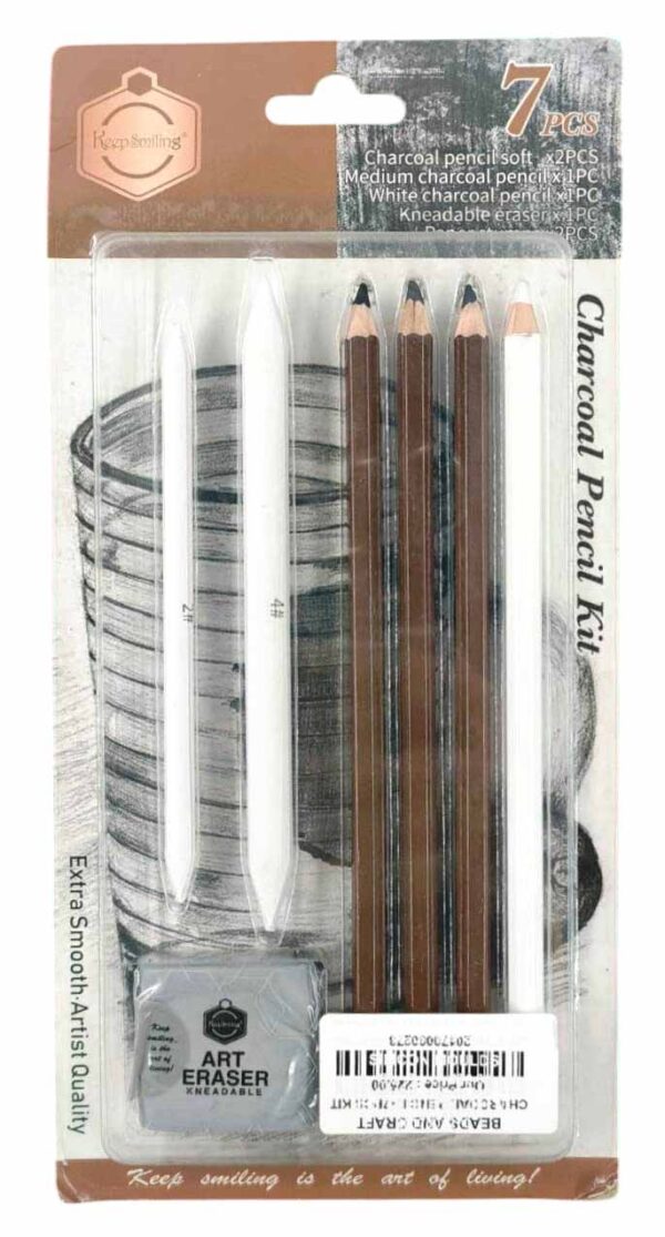 Charcoal Pencil Kit with Eraser (Set of 7pcs)
