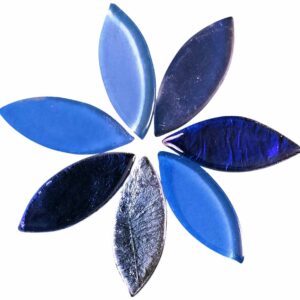 Oval Shape Glass Mosaic Tiles for DIY Mosaic Art, Picture Coaster, Home Decoration (45mm x 15mm) (Pack of 50gms, Blue)