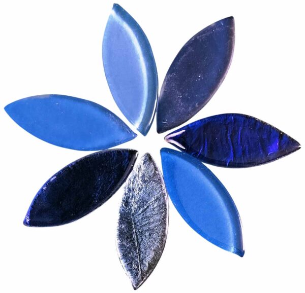 Oval Shape Glass Mosaic Tiles for DIY Mosaic Art, Picture Coaster, Home Decoration (45mm x 15mm) (Pack of 50gms, Blue)