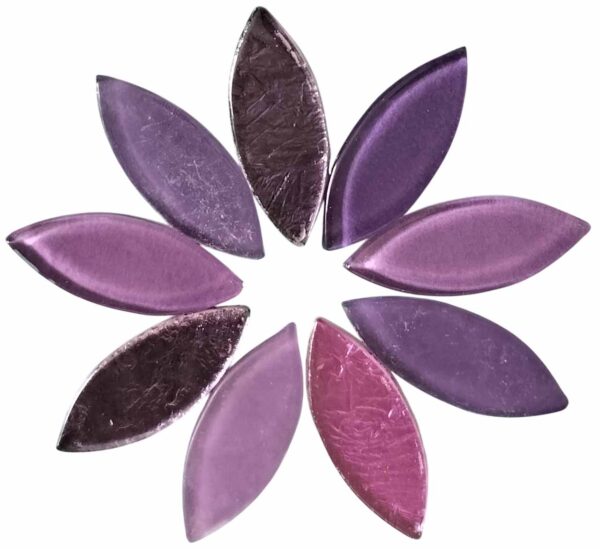 Oval Shape Glass Mosaic Tiles for DIY Mosaic Art, Picture Coaster, Home Decoration (45mm x 15mm) (Pack of 50gms, Purple)