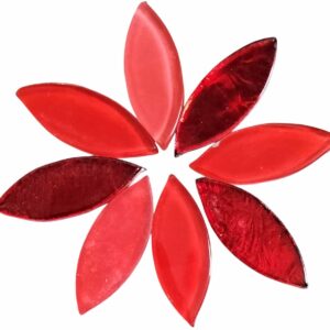 Oval Shape Glass Mosaic Tiles for DIY Mosaic Art, Picture Coaster, Home Decoration (45mm x 15mm) (Pack of 50gms, Red)