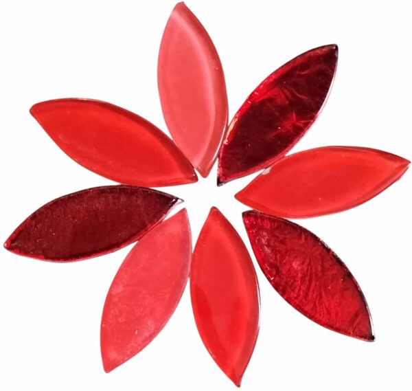 Oval Shape Glass Mosaic Tiles for DIY Mosaic Art, Picture Coaster, Home Decoration (45mm x 15mm) (Pack of 50gms, Red)