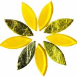 Oval Shape Glass Mosaic Tiles for DIY Mosaic Art, Picture Coaster, Home Decoration (45mm x 15mm) (Pack of 50gms, Yellow)