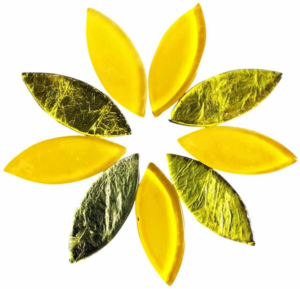Oval Shape Glass Mosaic Tiles for DIY Mosaic Art, Picture Coaster, Home Decoration (45mm x 15mm) (Pack of 50gms, Yellow)