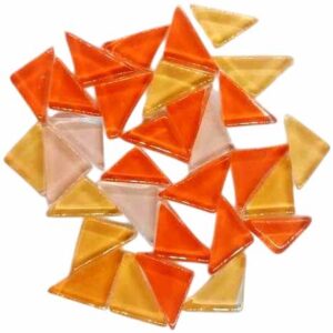 Triangle Shape Crystal Glass Mosaic Tiles for DIY Picture Coaster, Mosaic Art, Home Decoration (25mm x 12.5mm) (Pack of 50gms, Orange)