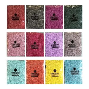 Hexa Cut Beads in 12 Vibrant Opaque Colours with Even Size, 12/0 (1.7mm) Beads, Perfect for Beading Enthusiasts, Jewelry Making and Crafting (Combo Pack of 12 Colors / 50gms Each)